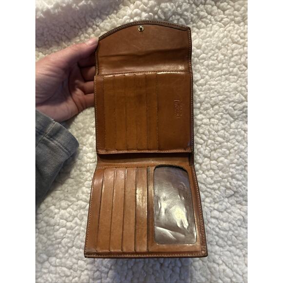 Vtg Dooney & Bourke French wallet Change Bone & British Tan Trim Kisslock small - Picture 3 of 8
